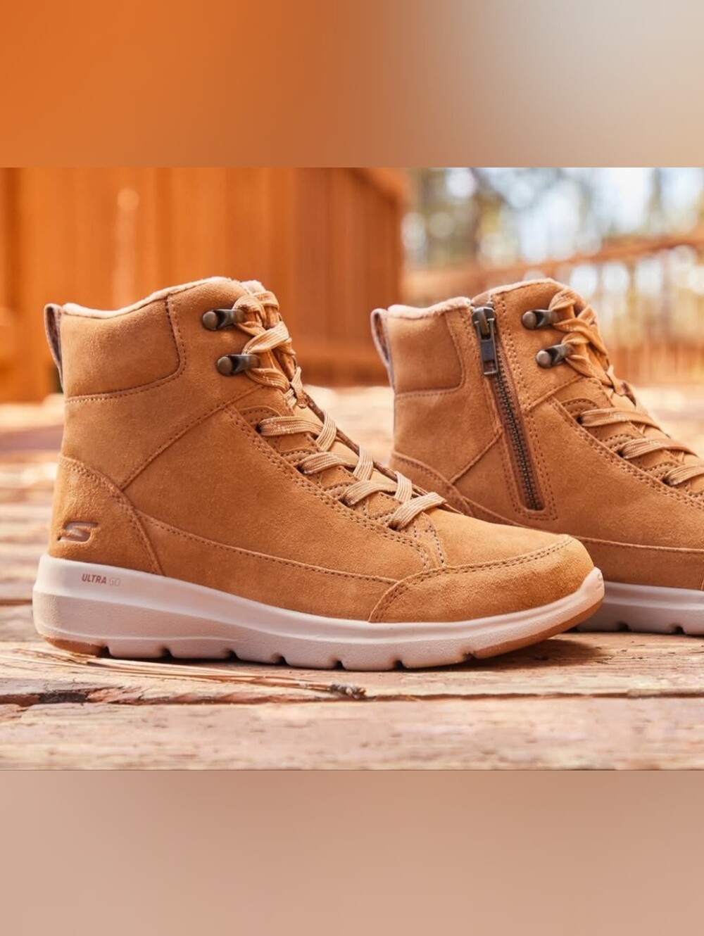 Skechers On-the-GO Glacial Ultra Serene Dream Boots Brown Suede Women 7.5